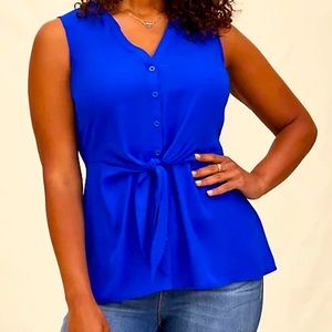 Torrid electric blue tie waist blouse Size 3